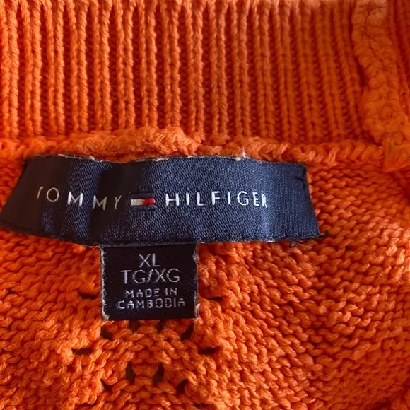 Tommy Hilfiger Sleeveless sweater orange and white womens Size XL - Picture 4 of 4